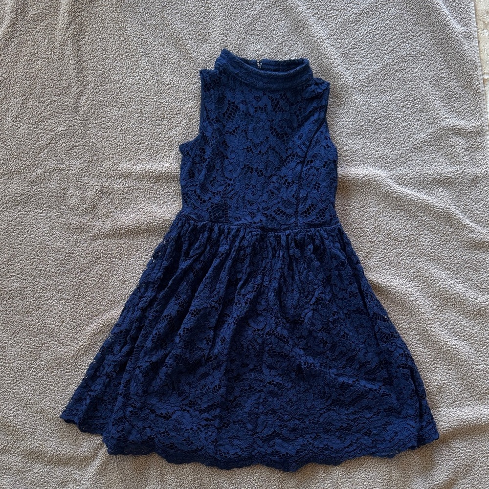 Charming Navy Lace Kids Formal Dress by Blush. Sz 7.